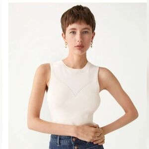 & Other Stories Knitted Tank Top Sleeveless Beige Size Medium